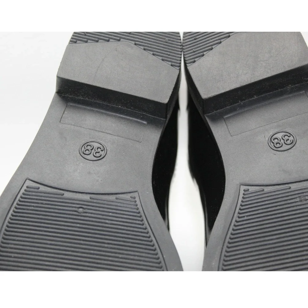 Womens Black Glossy Chelsea Rain Boots Ankle Waterproof Size‎ 38 Elastic Gore